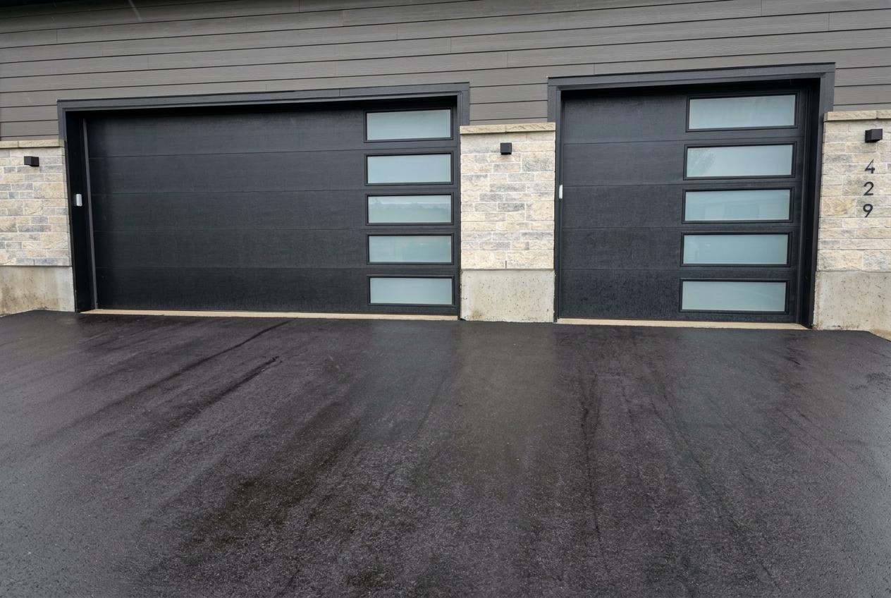 Contemporary with Glass Inserts garage door installation in Ottawa
